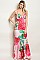 Sleeveless V-neck Bold Floral Print Ruffled Hem Maxi Dress - Pack of 6 Pieces