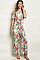 Short Sleeve Cold Shoulder Scoop Neck Tropical Floral Palm Print Jumpsuit - Pack of 6 Pieces