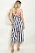 Sleeveless Scoop Neck Corset Waist Striped Jumpsuit - Pack of 6 Pieces
