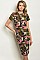 Short Sleeve Round Neckline Camouflage Midi Dress - Pack of 6 Pieces