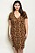 Plus Size Short Sleeve V-Neck Leopard Print Tunic Dress - Pack of 6 Pieces