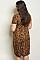 Plus Size Short Sleeve V-Neck Leopard Print Tunic Dress - Pack of 6 Pieces