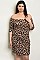 Plus Size 3/4 Sleeve Off the Shoulder Leopard Bodycon Dress - Pack of 6 Pieces