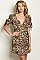 Short Puff Sleeve V-neck Leopard Print Wrap Dress - Pack of 6 Pieces