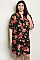 Plus Size Short Sleeve V-neck Floral Tunic Dress - Pack of 6 Pieces