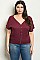 Plus Size Short Sleeve V-neck Button Detail Blouse - Pack of 6 Pieces