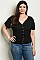 Plus Size Short Sleeve V-neck Button Detail Blouse - Pack of 6 Pieces