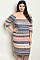 Plus Size Long Sleeve Off The Shoulder Striped Bodycon Dress - Pack of 6 Pieces