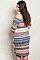 Plus Size Long Sleeve Off The Shoulder Striped Bodycon Dress - Pack of 6 Pieces