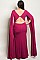Plus Size Long Cap Sleeve Belted Gown - Pack of 6 Pieces