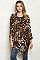 3/4 Sleeve Round Neckline Leopard Print Tunic Top - Pack of 6 Pieces