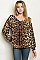 Long Sleeve V-neck Leopard Print Tunic Top - Pack of 6 Pieces