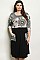 Plus Size 3/4 Sleeve Stripe and Print Tunic Dress - Pack of 6 Pieces