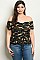 Plus Size Short Sleeve Off the Shoulder Camo Top - Pack of 6 Pieces