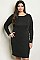 Plus Size Long Sleeve Scoop Neck Bodycon Dress - Pack of 6 Pieces