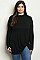 Plus Size Long Sleeve Knotted Detail Jersey Tunic Top - Pack of 6 Pieces