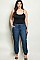 Plus Size Elastic Waistband Jogger Style Denim Chambray Pants - Pack of 6 Pieces