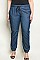 Plus Size Elastic Waistband Jogger Style Denim Chambray Pants - Pack of 6 Pieces