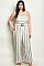 Plus Size Sleeveless Belted Linen Blend Striped Jumpsuit - Pack of 7 Pieces