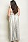 Plus Size Sleeveless Belted Linen Blend Striped Jumpsuit - Pack of 7 Pieces