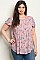 Plus Size Short Sleeve Round Neckline Floral Tunic Blouse - Pack of 6 Pieces