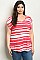 Plus Size Short Sleeve Round Neckline Striped Tee - Pack of 6 Pieces