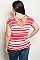 Plus Size Short Sleeve Round Neckline Striped Tee - Pack of 6 Pieces