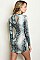 Long Sleeve Mock Neck Snake Print Bodycon Dress - Pack of 6 Pieces
