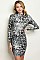 Long Sleeve Mock Neck Snake Print Bodycon Dress - Pack of 6 Pieces