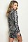 Long Sleeve Mock Neck Snake Print Bodycon Dress - Pack of 6 Pieces