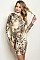 Long Sleeve Mock Neck Snake Print Bodycon Dress - Pack of 6 Pieces