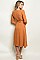 Long Sleeve Full Button Midi Dress - Pack of 6 Pieces