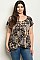 Plus Size Short Sleeve Scoop Neck Animal Print Top - Pack of 6 Pieces