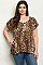 Plus Size Short Sleeve Scoop Neck Animal Print Top - Pack of 6 Pieces