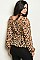 Long Sleeve V-neck Leopard Print Babydoll Blouse - Pack of 6 Pieces