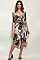 3/4 Sleeves Front Tie Printed Midi Dress - Pack of 6 Pieces