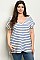 Plus Size Short Sleeve Scoop Neck Striped Tunic Top - Pack of 6 Pieces