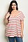 Plus Size Short Sleeve Scoop Neck Striped Tunic Top - Pack of 6 Pieces