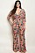 Plus Size 3/4 Sleeve V-neck Printed Jumpsuit - Pack of 6 Pieces