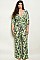 Plus Size 3/4 Sleeve V-neck Printed Jumpsuit - Pack of 6 Pieces