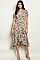 Short sleeve V-neck Leopard Print Ruffled Tunic Dress - Pack of 6 Pieces