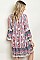 Long Sleeve V-neck Printed Tunic Dress - Pack of 6 Pieces