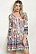 Long Sleeve V-neck Printed Tunic Dress - Pack of 6 Pieces