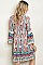 Long Sleeve V-neck Printed Tunic Dress - Pack of 6 Pieces