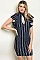 Sleeveless Ruffled Detail Keyhole Neckline Striped Dress - Pack of 6 Pieces