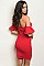 Short Puff Sleeve Off The Shoulder Bodycon Dress - Pack of 6 Pieces