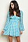 Long Puff Sleeve Babydoll Checkered Tunic Dress - Pack of 6 Pieces