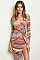 Long Sleeve V-neck Multi Colored Dress - Pack of 6 Pieces