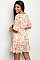 SHORT Floral PRINT CREAM DRESS - Pack of 7 Pieces