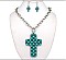 CROSS TURQUOISE BEAD  NECKLACE & EARING SET